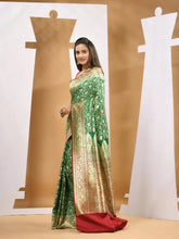 Green Silk Banarasi Saree With Zari Woven Designs-MA53BSL441050005